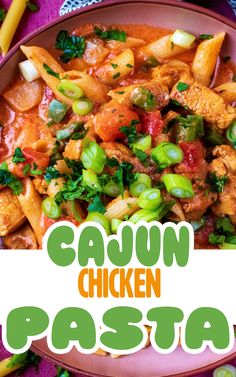 Cajun chicken pasta with a text overlay title. Cajun Pasta Sauce, Quark Recipes, Creamy Pasta Sauce, Creamy Pasta Dishes, Spiced Chicken, Healthy Sandwiches