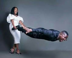 a woman holding onto a man's leg with the caption, if your wife doesn't swing you around like this when you arrive at home then she's chatting