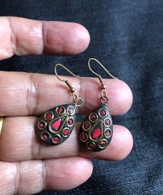 This earring is made out of brass and coral. It is traditional Tibetan earring and beautiful and comfortable to wear. Tibetan Earrings, Coral Earrings, Raleigh Nc, Jewelry Earrings Hoops, Handmade Earrings, Favorite Jewelry, Etsy Earrings, Porter, Hoop Earrings