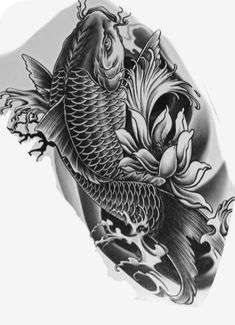 Koi Dragon Tattoo Sleeve, Dojo Tattoo Design, Koi Fish Tattoo Black And Grey, Koi Fish Tattoo Half Sleeve, Koi Fish Tattoo For Men, Koi Fish Arm Tattoo, Koi Carp Tattoo, Koi Fish Tattoo Forearm