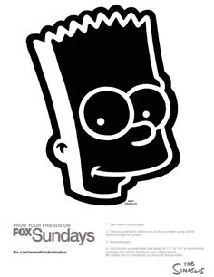 an advertisement for fox sunday's show, with the simpsons face drawn in black and white