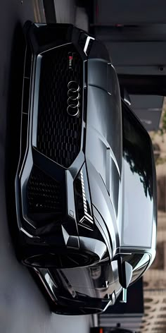 the rear end of a car parked in a garage