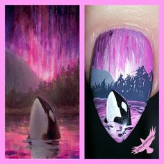 Orca Nails, Whale Nail Art, Nails For Cruise, Shark Nail Art, Summer Nail Tutorials, Valentines Nails Pink, Minion Nail Art, Valentine Nails Pink, Nail Art Wheel