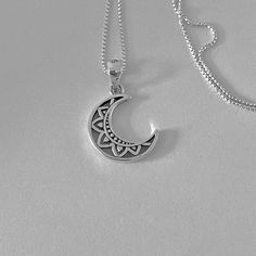 925 sterling silver Height: 13.8 mm Chain gauge: .85mm Italian round box chain Symbolizes: peace, prosperity, passing of the seasons, time and inner emotion *CHAIN AVAILABLE IN VARIOUS LENGTHS AND PRICES* Spiritual Silver Moon Necklace, Silver Moon Necklace With Sun And Moon Design, Silver Necklace With Sun And Moon Round Pendant, Sterling Silver Charm Necklace With Moon Phase Pendant, Silver Charm Necklace With Moon Phase Round Pendant, Silver Moon Charm Necklace With Sun And Moon Design, Sterling Silver Half Moon Charm Necklace, Spiritual Silver Charm Necklaces With Moon Phase, Silver Crescent Moon Phase Charm Necklace