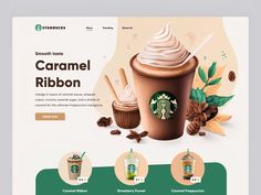 the landing page for starbucks's caramel ribbon