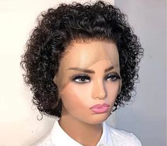 Features�： Pre-plucked hairline & bleached knots Sufficient parting area Affordable HD lace Curly Pixie Wig, Sassy Hairstyles, Frontal Wig Hairstyles, Pixie Wig, Curly Pixie Cuts, Short Human Hair Wigs, Curly Pixie, Short Hair Wigs, Curly Human Hair Wig