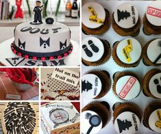 a collage of photos with cupcakes and cakes