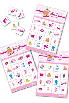 Our FREE printable Barbie bingo game is an ideal party activity for a Barbie-themed birthday celebration as it combines the excitement of bingo with the beloved Barbie universe.It engages the young guests, promoting interaction and friendly competition, all while showcasing their favorite Barbie characters and elements.This cost-effective and easy-to-set-up game adds an element of fun and entertainmentSee more party ideas and share yours at CatchMyParty.com Barbie Bingo Free Printable, Barbie Bingo, Barbie Birthday Party Games, Printable Barbie, Barbie Characters