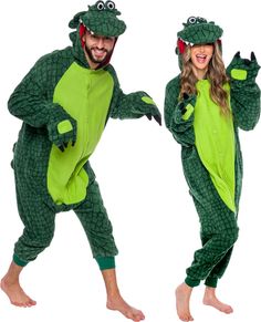 PRICES MAY VARY. This eye catching alligator onesie features a hood with detailed eyes and scale print for full effect, perfect for crocodile, alligator, and swamp lovers of all sorts. It also has a matching tail and fun crocodile mitts! Match with a pair of animal slippers (not included) for your next pajama party! Super Soft Construction - Fully crafted from a soft polyester, this fun costume is the perfect blend of comfort and fun. Ideal for staying warm during those chilly winter months! Cre Womens Crocodile Costume, Alligator Costume Women, Alligator Costume, Crocodile Costume, Crocodile Animal, Frog Party, Dinosaur Halloween Costume, Halloween Fits, Costumes 2024