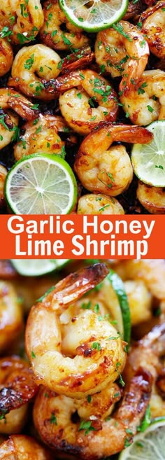 grilled garlic honey lime shrimp with lemon wedges