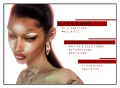 a woman with tattoos and piercings on her face is shown in this ad for eye brows