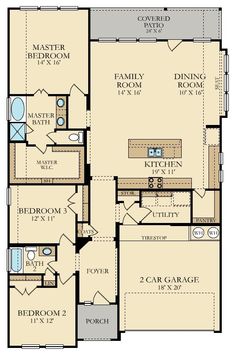 the floor plan for a two story home with three bedroom and an attached living area