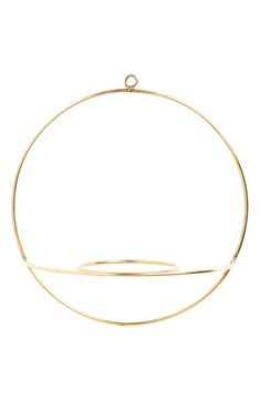 a large gold hoop hanging from the side