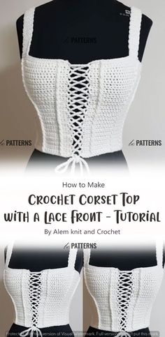 crochet corset top pattern with lace front and back by aleen knit and crochet