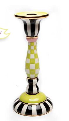 a black and white striped candle holder