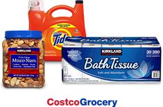 three different types of products are shown in this ad for the costco grocery store