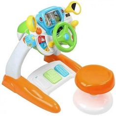 a baby toy with an orange steering wheel