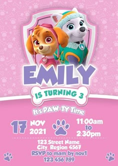 the paw patrol birthday party flyer