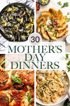 mother's day dinner menus with text overlay that reads, 30 mother's day dinners