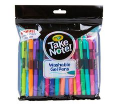 a package of assorted colored pens in plastic packaging