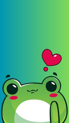 a green frog with a red heart above it's head and the caption says, i love you