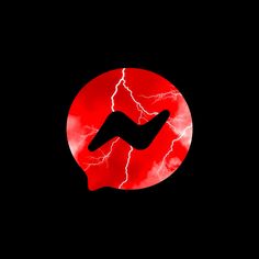 a red circle with lightning in the middle and a black background that has a silhouette of a person's head on it