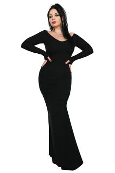 Morticia Maxi Dress – FOXBLOOD Taro Dress, Black Long Sleeve Maxi Dress, Goth Icon, Velvet Pencil Dress, Long Sleeve Black Maxi Dress, Attitude Clothing, Gothic Dress, Suspender Dress, 80 Dress