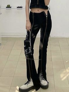 ⚡️Free Shipping 2022 Zipper Detail Split Flare Leg Pants Black L under $34.00 in Pants Online. Style: Casual, Street. Color: Black. Main Material: Polyester, Spandex. Fit Type: Slim fit. Design: Low Rise Waistline, Zip Fly Along Leg, Slim Flare Leg Fit, Split At Cuffs. {{variant.attr_product_promo}}. Check reviews and order Zipper Detail Split Flare Leg Pants today. Flare Leg Pants, Exclusive Fashion, Zipper Detail, Pants Black, Straight Leg Pants, Leg Pants, Polyester Spandex, Black Pants, Fashion Brand