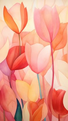 Tulip garden art painting pattern. | Free Photo Illustration - rawpixel Ideas Cuadros, About Butterfly, Butterfly Watercolor, Orange Flower, Abstract Painting Acrylic