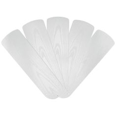 five white plastic fan blades on a white background