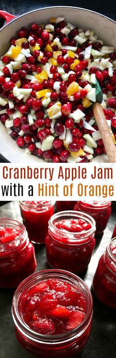 cranberry apple jam with a hint of orange in the middle and on top