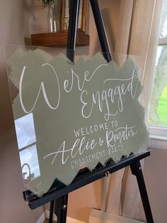 "**please read before ordering** My turn around time right now is about 2 weeks to Ship. Please make sure you allow yourself enough time along with the shipping time to receive your sign. This completely hand lettered acrylic sign would be a perfect add for your engagement party or engagement photos! It is 20x30in durable acrylic with a choice of clear or back washed painted back. How to order: Choose your style; Clear or painted back Then color choice if you would like the painted back option, Engagement Party Welcome Sign Acrylic, March Engagement Party, Backyard Engagement Party Decorations, Engagement Party Decorations Diy, Backyard Engagement, Backyard Engagement Parties, Engagement Plan, Engagement Signs, Acrylic Signage