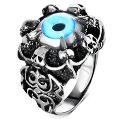 Stainless Steel Men's Dragon Claw Evil Eye Ring Surface Width: 20 Mm Stainless Steel Jewelry Is Hypoallergenic And Remarkably Durable. It Doesn’t Scratch Easily Or Dull And It Doesn’t Tarnish Because Of Its Resistance To Corrosion. The Ion Plating Modern Technology Makes It Last Forever. Stainless Steel Jewelry Has A Great Look And Makes A Fabulous Gift For Every Occasion. Eye Band, Punk Rock Jewelry, Eye Rings, Rock Rings, Bracelet Viking, Mens Stainless Steel Rings, Rings Accessories, Dragon Claw, Retro Styles