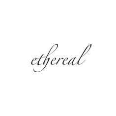 the word etheral written in cursive writing on a white background with black ink