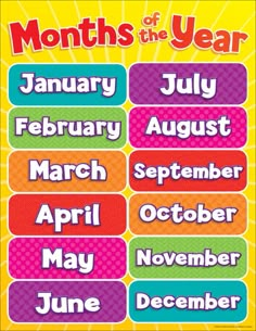 months of the year poster for kids