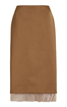 Fannie Gauze-Trimmed Satin Midi Skirt By Altuzarra | Moda Operandi Pencil Silhouette, Satin Midi Skirt, Layered Look, Cotton Silk, Moda Operandi, Modern Woman, The Modern, Maxi Skirt, Womens Bottoms