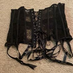 Women’s Lace Bustier Top. New. Package Opened But Never Worn Size S Black Lace Overbust Corset Belt, Black Lace Gothic Corset Belt, Black Lace Corset Belt With Corset Back, Black Fitted Lace Corset Belt, Lace Bustier Top, Black Lace Corset, Lace Bustier, Bustier Top, Womens Tops