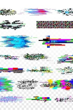 an array of different colored lines on a white background