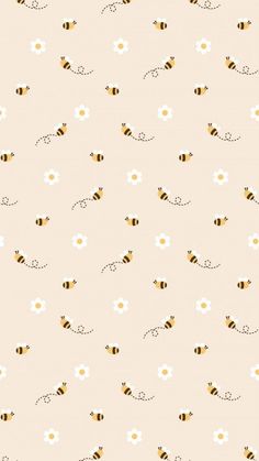 bees and daisies on a beige background