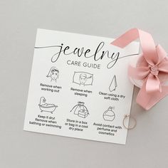 Modern Jewelry Care Card with elegant script font and jewellery care icons. This minimal black and white jewelry boutique order insert cards includes the most important jewelry care information as well as a thank you note on the back with space for your logo and business details. You can edit all colors, remove social media icons and make this cards customized. The perfect addition to your packaging design. Can be used as care instructions for earrings, necklaces, rings, bracelets or any other j Packaging Earrings To Mail, Cute Earring Packaging Ideas, How To Take Care Of Jewelry, Jewelry Care Cards, Packaging Ideas For Earrings, Handmade Jewelry Quotes Business, Necklace Backing Card, Simple Jewelry Packaging Ideas, Thank You Cards Jewelry Business