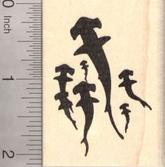 Hammerhead Shark Rubber Stamp, School in Silhouette Hammerhead Shark, Craft Printing, Marine Animals, Water Painting, Foil Stamping, Name Cards, Wood Blocks, Marine Life, Rubber Stamp