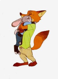 the fox and the hound is hugging each other