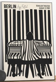 a black and white drawing of a person sitting on a bench in front of a piano