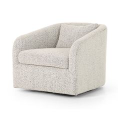 an upholstered chair on a white background with no one in it's seat