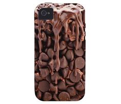 chocolate covered iphone case on white background