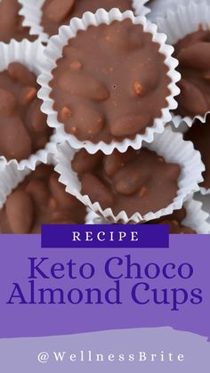 keto chocolate almond cups with text overlay