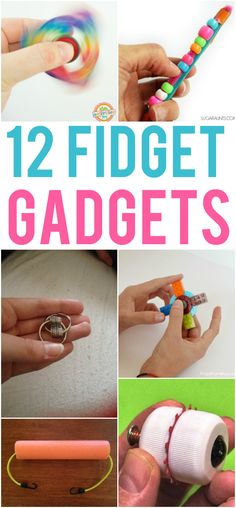 the instructions for how to make fidget gadgets with colored yarn and plastic beads