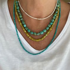 This stunning chunky statement necklace is made with genuine blue green 9x11mm Kingman turquoise nugget shaped beads. Natural AAA grade Kingman turquoise from the Kingman Turquoise mine in Kingman Arizona.  Included is a 2" extender, and can be ordered without by leaving me a message at checkout.  Choose sterling silver, 14k yellow gold filled, or 14k rose gold filled findings.   The turquoise beads are mostly brilliant shades of blue, complimented by hints of green making for a rich and stunnin Blue Turquoise Necklace, Kingman Arizona, Gemstone Choker, Modern Necklace, Chunky Statement Necklace, Boho Choker, Boho Modern, Arizona Turquoise, Modern Necklaces