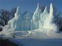 an ice castle in the middle of winter