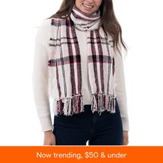 in stock Chenille Scarf, Trim Scarf, Swim Trends, Kids Trend, Long A, Mens Trends, Linen Shop, Plaid Fashion, Luxe Gifts